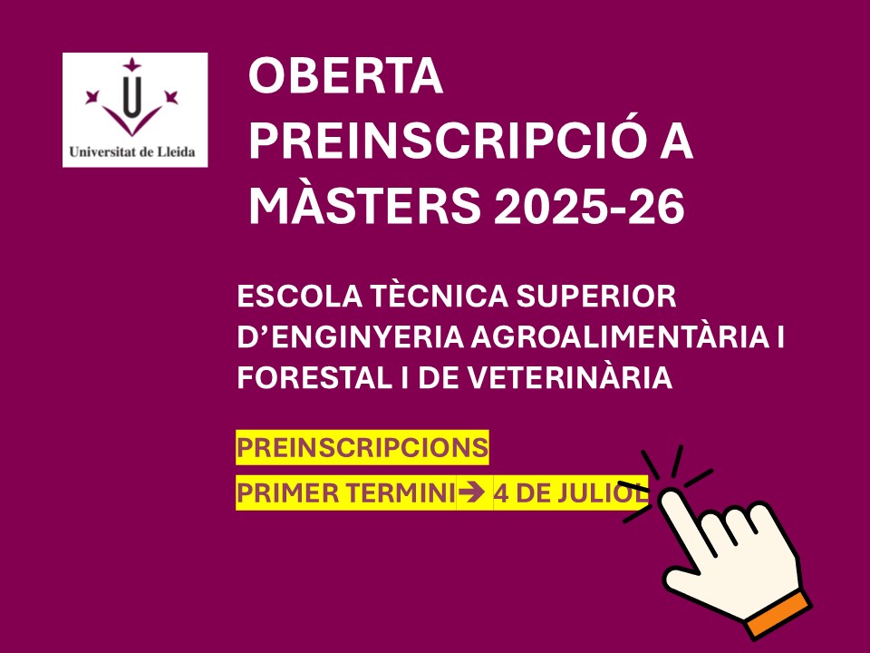 cartell PREINSCRIPCIÓ MÀSTERS 2025-26 ETSEAFiV